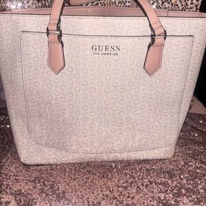 GUESS Los Angeles Cream and Pink Women's Bag